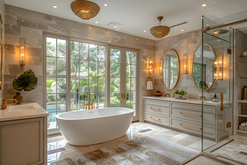 Luxurious freestanding bathtub in a modern bathroom