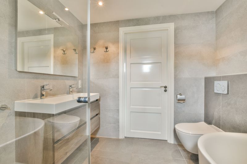 Bathroom with smart lighting and digital controls